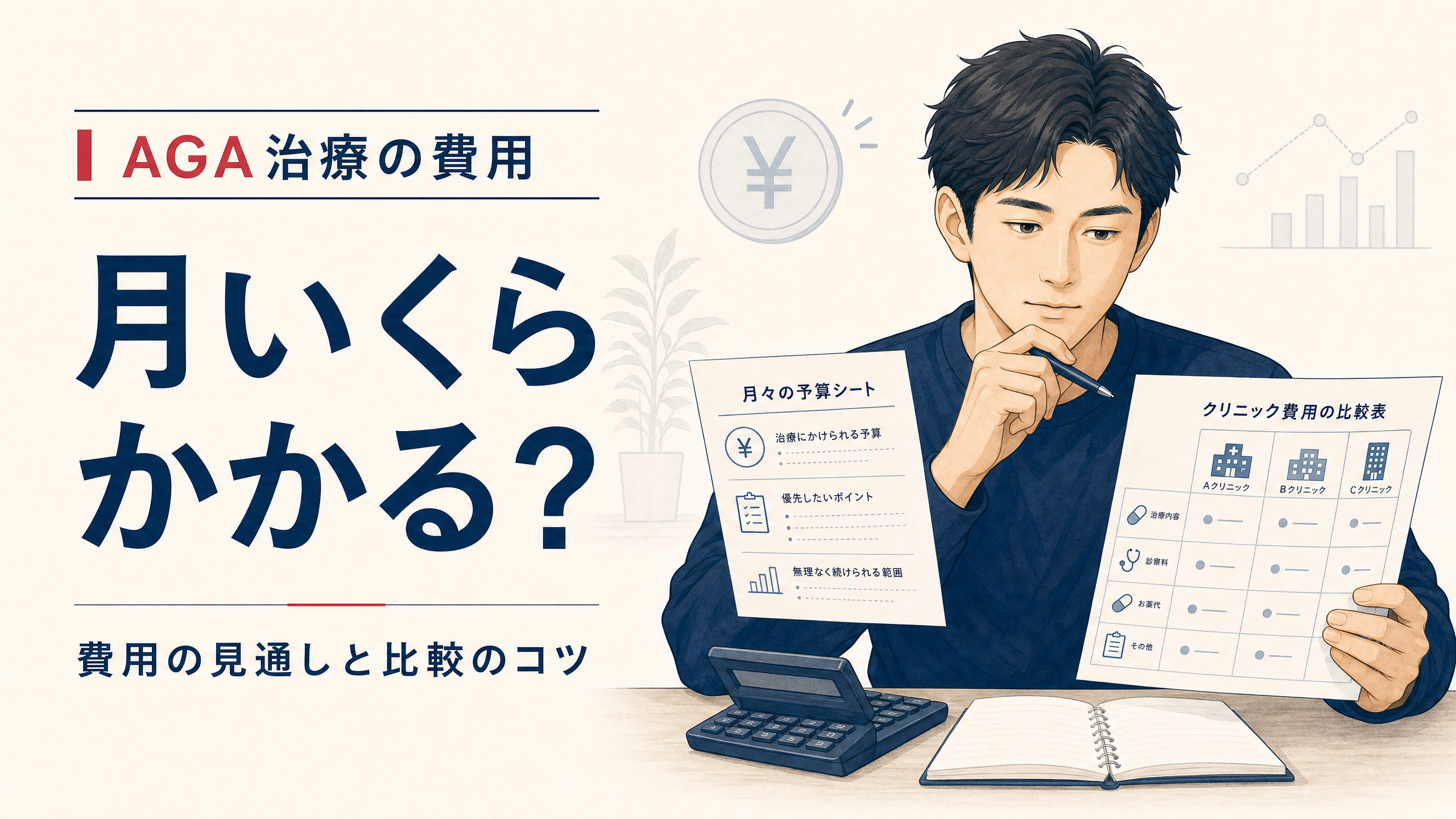 AGA治療費の月額相場と費用の考え方を示すアイキャッチ