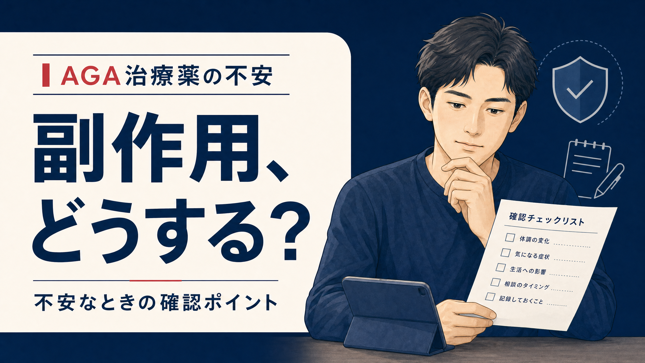 フィナステリドの副作用と確認ポイントを示すアイキャッチ