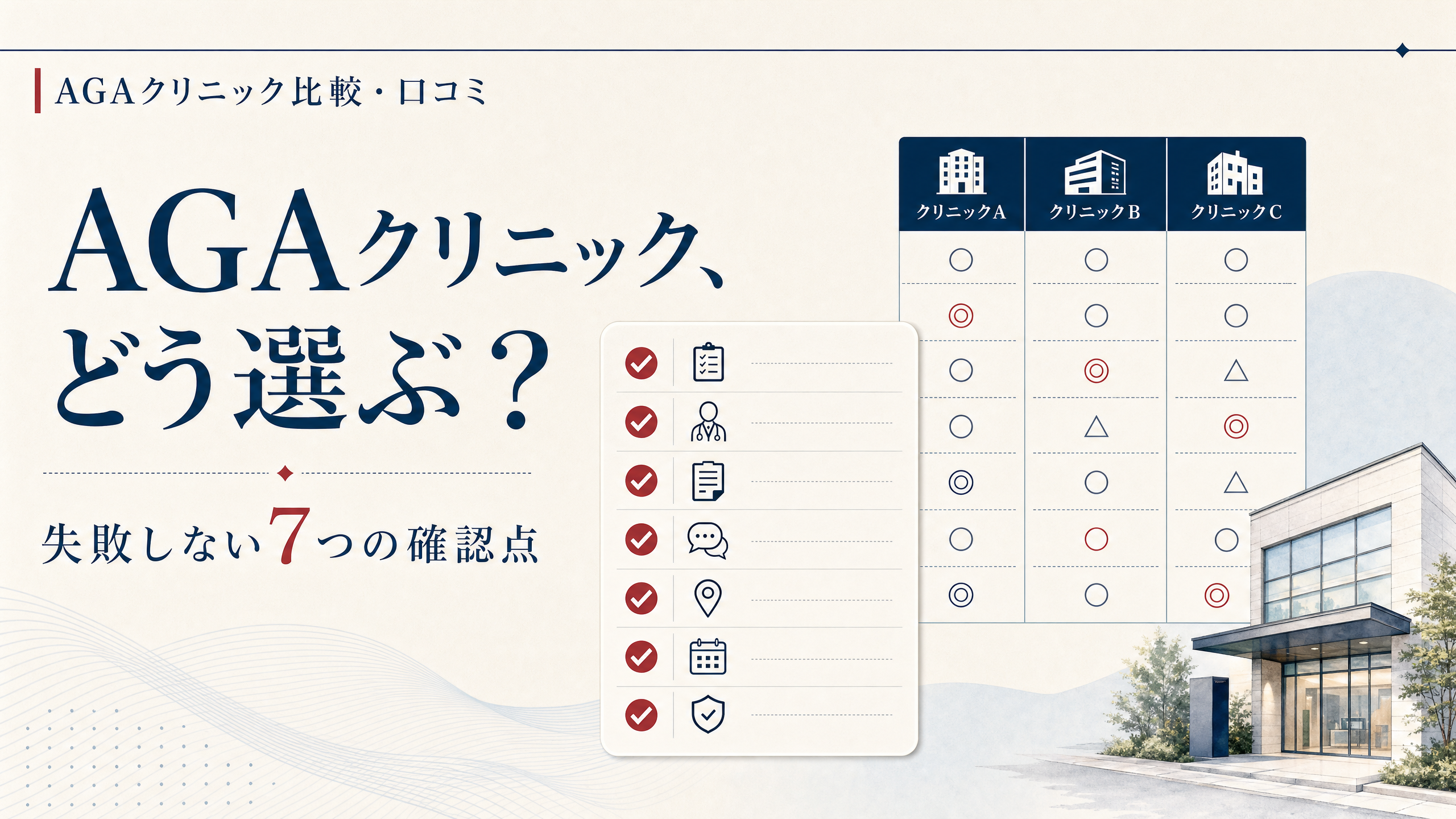 AGAクリニック選びの確認ポイントを示す記事アイキャッチ