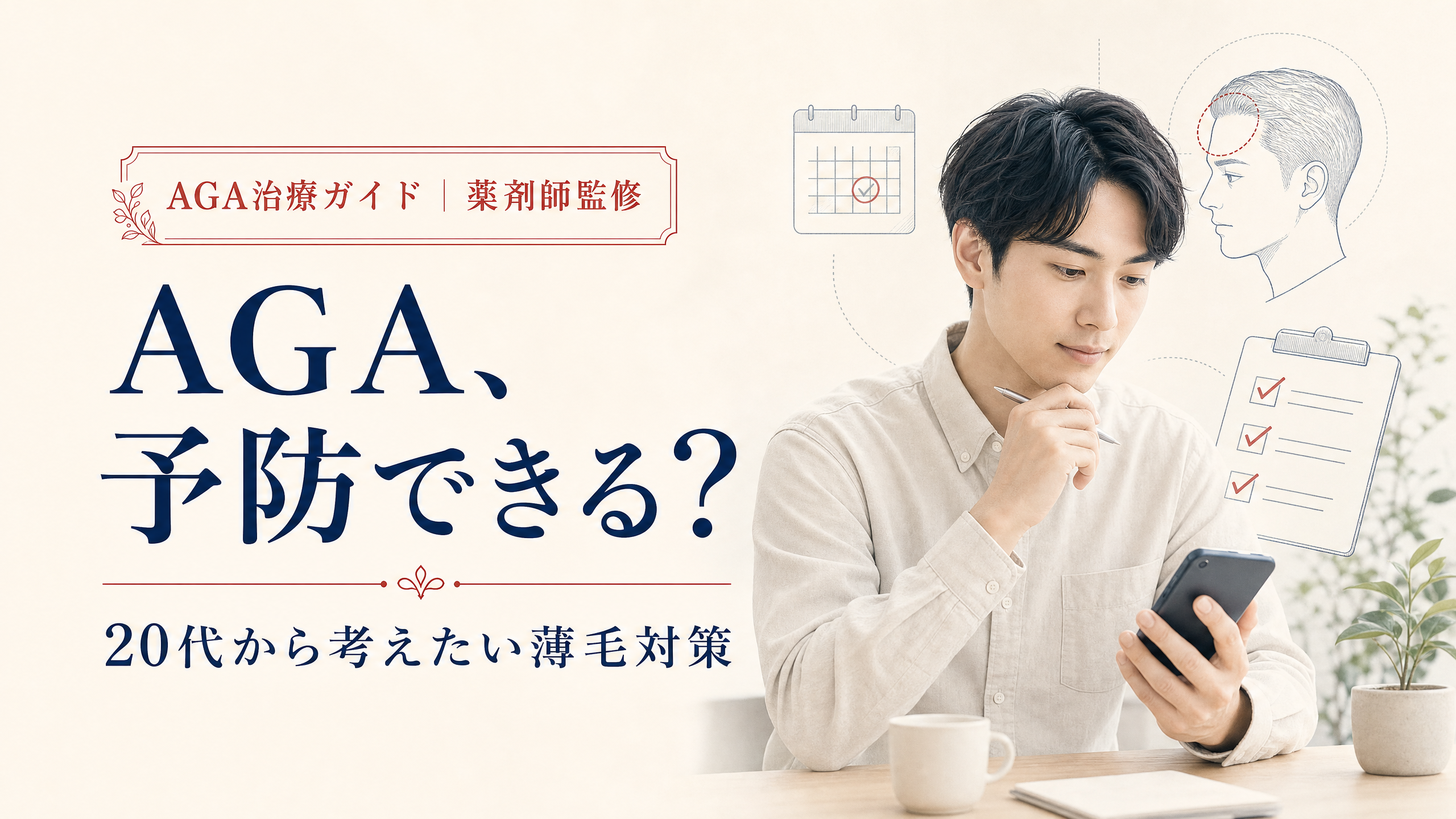 20代から始めるAGA予防と薄毛対策を考える男性のアイキャッチ