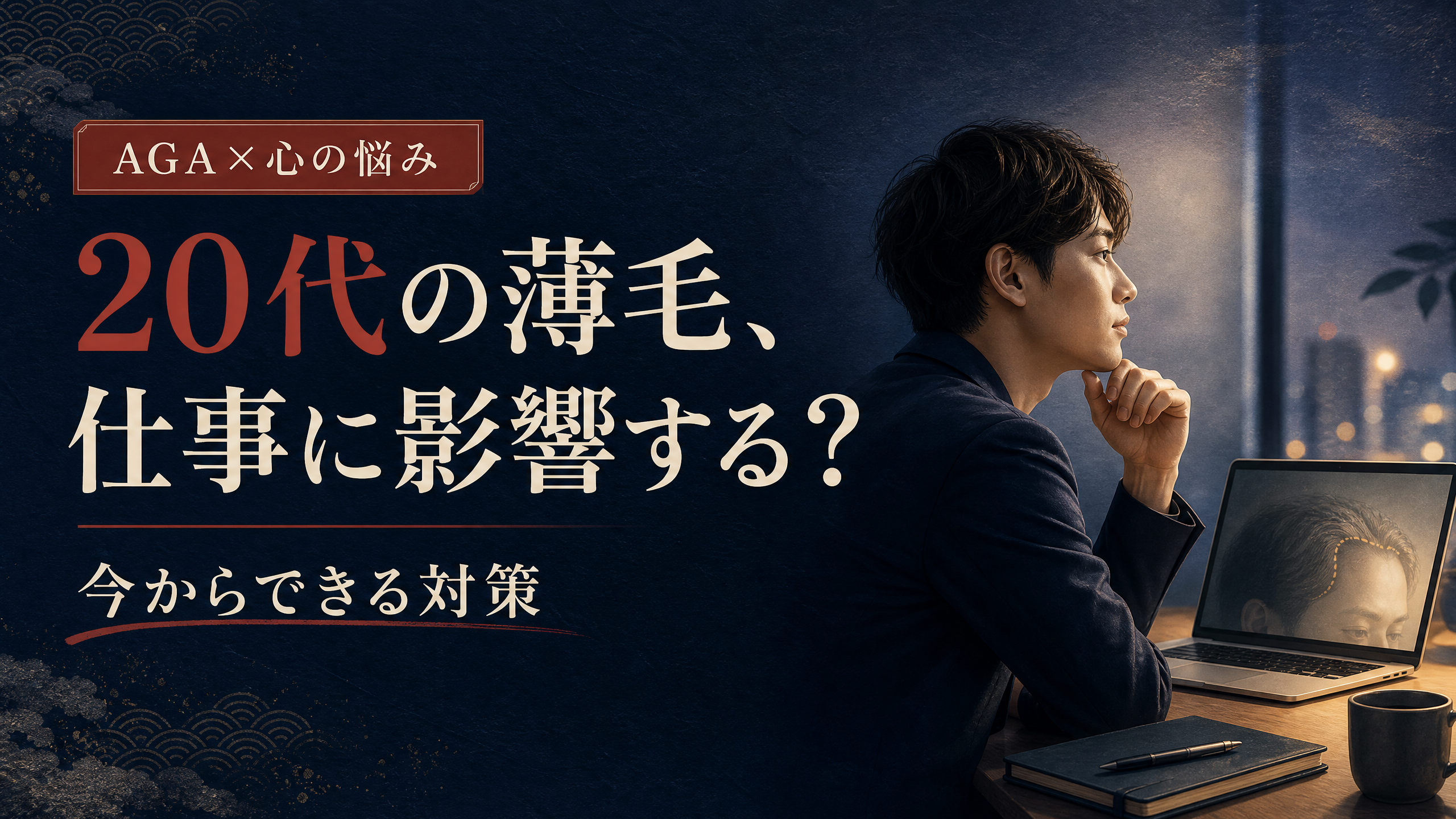 20代の薄毛が就活や仕事に与える不安を示すアイキャッチ