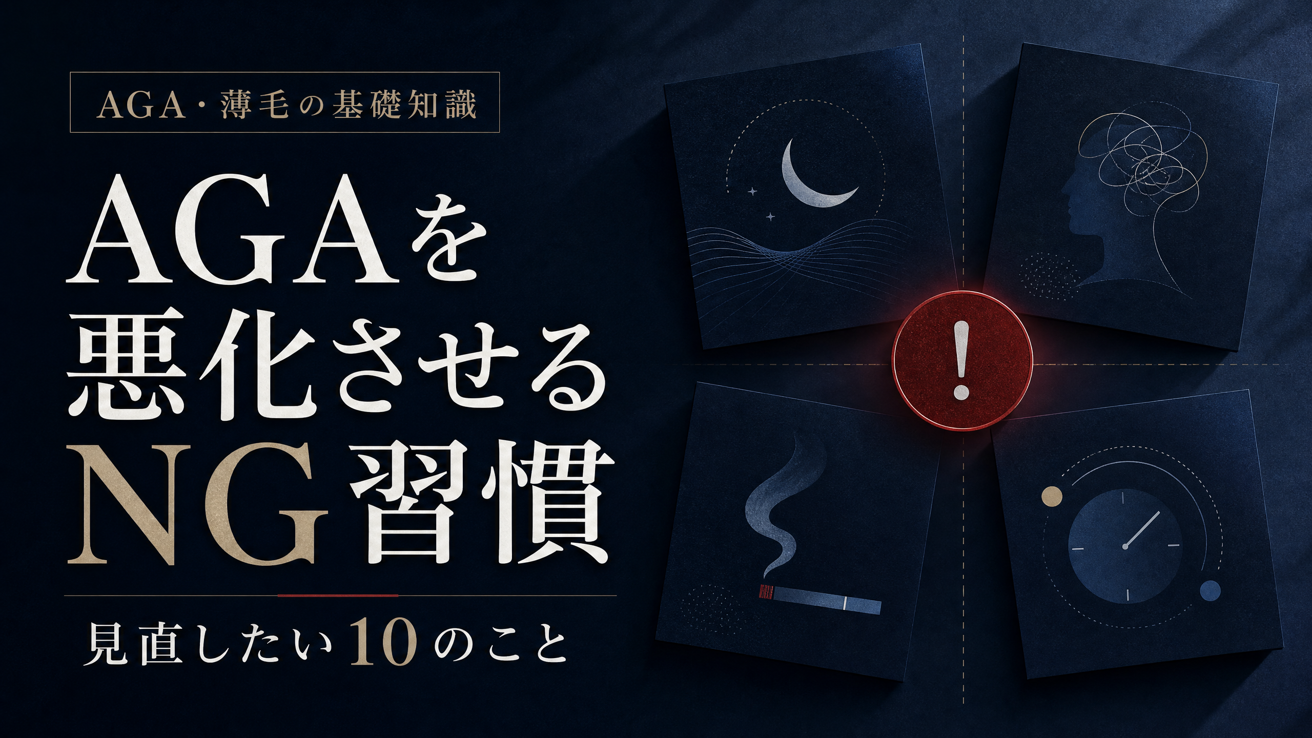 AGAを悪化させやすい生活習慣を見直すアイコンのイラスト