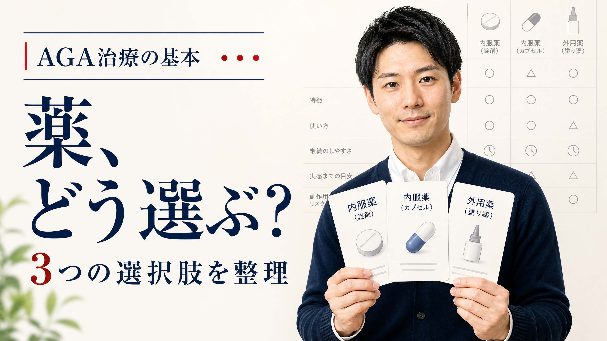 AGA治療薬の種類と選び方を比較するアイキャッチ
